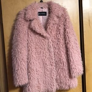 guess pink fur jacket